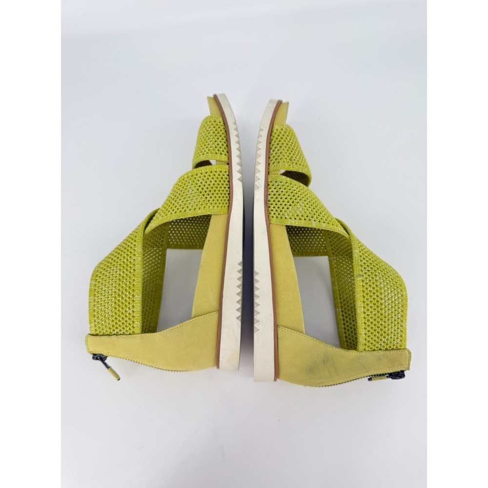 Eileen Fisher Lime Green Knit Sandals Women Size 10 Comfort Flat Zip Back Boho - Picture 6 of 12